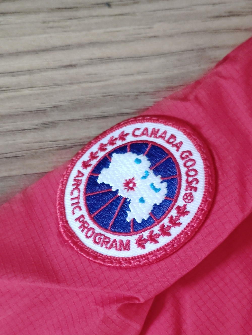 Canada Goose Red Kids Hooded Jacket with Teal Trim - Picture 7 of 12